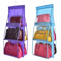 6 poche sac à main organisateur pour armoire penderie sac de rangement transparent porte mur clair divers sac à chaussures avec pochette