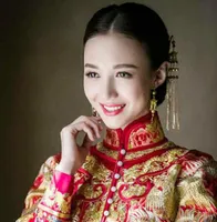 2018 nuevo traje de novia accesorios para el cabello diadema chinos conjunto de boda espectáculo de joyería rojo Wo accesorios de prendas de vestir de dragón y el fénix