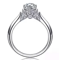 Marka Takı Yeni stil Yuvarlak kesim 1ct Gem 5A Zirkon taş 925 Ayar gümüş Kadınlar Nişan Düğün Band Yüzük Sz 4-11