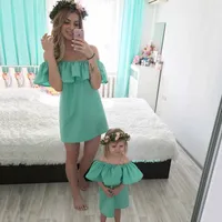 Mom and Daughter Dress for Mum Baby Family Matching Outfits Mommy and Me Clothes Fashion Family Set Chiffon Dresses Mother & Kids