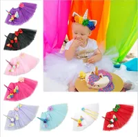 Vieeoease Saia Das Meninas Do Bebê 2018 Moda Verão Colorido Tutu Saia De Tule Princesa Saia Festa com Unicórnio Headband EE-183