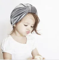 Ins-baby hatt spädbarn pleuche kanin båge knut beret kepsar indiska turban kepsar moderskap 2018 höst vinter 9 färger billigt pris grossist