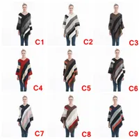 Mulheres listradas Tassel Poncho Sweater Knit Scarf Envoltório Solto Shawl Scarves Vintage Cloak Casaco Meninas Inverno Quente Cabo Roupa AAA1079