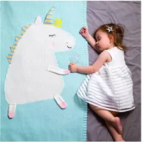 INS neonato Unicorn Blanket Wrap Kids 3D Tappeto a maglia Swaddling Boy Girl Beach Mats Neonato Fotografia Sfondo Puntelli HFC 002