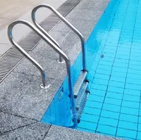 48 tums rostfritt stål 3 steg in-ground swimmingpool utrustning stege anti skid