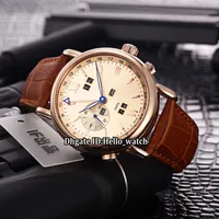 Cheap New Perpetual Calendars 326-82/31 322-8 Gold Dial Automatic Mens Watch Rose Gold Case Leather Strap High Quality Gents Watches