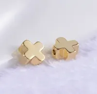 100 pçs / lote Contas Cruz banhado a Ouro espaçador Beads Jewerly Acessórios 6mm para DIY Fazendo