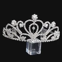Handgemachte Luxus Silber Hochzeit Braut Kristall Krone Brautjungfer Big Tiaras Schönes Geschenk Für Mädchen 12,6 * 6,5 CM H0014