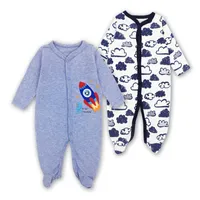 Free shipping 2 PCS Brand Baby Romper Long Sleeves 100% Cotton Baby Pajamas Cartoon Printed Newborn Baby Girls Boys Clothes Cheap Wholesale