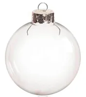 Promotion - DIY målbar genomskinlig jul prydnad dekoration 66mm glas boll med silver topp, 5 / pack