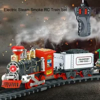 클래식 전기 동적 증기 RC 트랙 열차 세트 어린이를위한 시뮬레이션 모델 장난감 충전식 어린이 원격 제어 장난감 세트