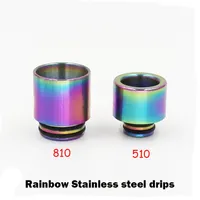 Rainbow Stainless Steel Metal 510 810 Thread Drip Tips Wide Bore Vape Mouthpiece For TFV8 TFV12 Baby Prince Tank