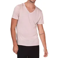 100%순수한 실크 니트 새로운 남자의 짧은 소매 V 목 우연한 티셔츠 티 보통 크기 M L XL XXL