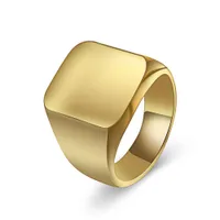 18mm de Largura Simples Quadrado Anel de Aço Inoxidável Banda Anéis de Prata Preto Cor de Ouro Masculino Anel de Jóias Anéis de Dedo Para Homens Designer de Jóias