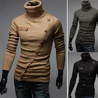 Мода - Мужчины Пуловер Посоленные Стены Наклонный Одиночный Дизайн Высокий Воротник С Длинным Рукавом Бесплатная Доставка Slim Fit для Man 2017
