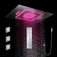 Música LED Cabeza de ducha 800 * 600mm Spray Casca de lluvia Baño Termostático Termostático Latón Ducha Grifo Unidad Shooker Shower Set