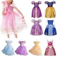 Baby Girl Princess Dress Kids Designer Cinderella Snow Queen Cosplay Kostym Kortärmad Halloween Lantern Skirt Lace Dress