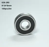 100pcs/lot Free shipping 628RS 628-2RS 628 RS 2RS Miniature double Rubber seal ball bearings 8*24*8mm Deep Groove Ball bearing 8x24x8mm