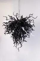 China Factory-outlet Black Blown Glass Chandelier Ifinity Hotel Wholesale Hand Blown Ceiling Lights with LED Light