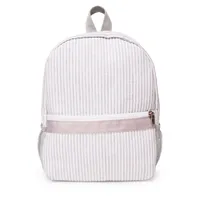 Gray Seersucker Toddler Designer School Bag 25pcs Lot USA Local Warehouse Stripes Soft Cotton Kids Backpack Book Bag luxury with Mesh Pockets DOMIL106-187