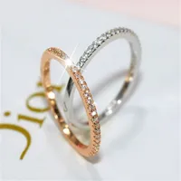 Eternity Lovers Ring 100% Real 925 Sterling Silver Diamond Promise Engagement Wedding Band Ringen voor Dames Bruids Sieraden Gift