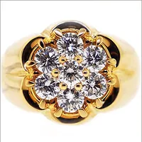 유럽과 미국의 골드 도금 다이아몬드 꽃 모양의 반지 패션 남성 여성 반지 약혼 결혼 반지 크기 5-12