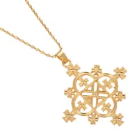 Ethiopian Big Cross Pendants Necklace Women Gold Color Jewelry Africa Cross Eritrea Habesha Necklace