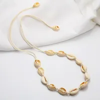 Natürliche Muschel Halskette Frauen Handgemachte Perlen Muscheln Anhänger Sommer Strand Seil Conch Erklärung Schmuck Einstellbar