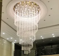 The hotel lobby spiral design large crystal chandelier LED lamp AC110V 220v lustre hanging staircase light fixtures LLFA
