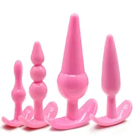 항문 플러그 4pcs / 세트 실리콘 아날 장난감, 항문 플러그 딜도 자위 장치 섹스 토이, 남성과 여성을위한 성인 제품