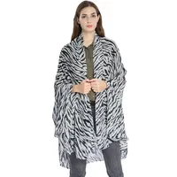 Moda Leopard Print Sunscreen Shawl Zebra Stripe Chiffon Infinity Scarf Women Plain Weave Keep Warm Pañuelo para el cuello