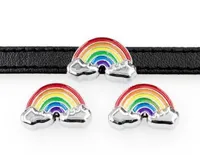 Groothandel 100 stks / partij 8mm Rainbow Slide Charms Fit voor 8mm Telefoon Strips Polsband DIY Accessoires Mode-sieraden