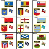 KOSOVO Galles Scozia BLU Portorico ARUBA Inghilterra Cina Cile Ciad ricamo patch Flag Badges