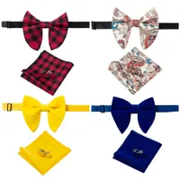 2020 Нового прибытие Velvet Большого Bowties Для Людей Твердой Handkerchief Запонки Bow Tie Set красной желтой мужские шеи галстуки для свадьбы