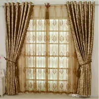 Europen Art Blackout Luxuxpalast Vorhang ohne Perlen für Hotel / Villa / Wohnzimmer Maßarbeit Golden Window Treatments New