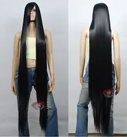 Extra Long Black Cosplay Wig High Temp - Cosplayldna Paryk 150cm Fashion Party Värmebeständiga peruker