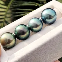 Partihandel 9-10mm AAA Runda Akoya Natural Seawater Tahiti Pearl Oyster Svart Färg för DIY Bracelet Halsband Ring Holiday Gift