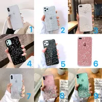 glitter cellphone case for iphone clear case for iphone 11 pro max xr x 6 6s 7 8 plus love heart star sequins soft bling cover