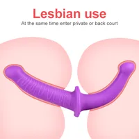 BFACCIA Strapon Dildo Sex Toys Réaliste double tête souple en silicone Vagin Anal Masturbateur Gay Lesbian Sex Toys Pour Femme Y200421
