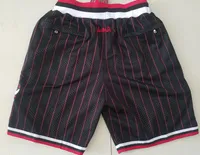 Nuovi pantaloncini Team Shorts 97-98 Vintage BaseketBall Pantaloncini Zipper Pocket Vestiti da corsa Black Stripe Bianco rosso appena fatto taglia S-XXL