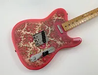 Tienda Personalizada James Burton Signature Tele Vintage Pink Paisley Guitarra Eléctrica Dark Amarillo Maple Cuello Diapotado, Negro Dot Inlay