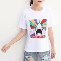 O-Neck New Design 9 Stili Donne Casual T Shirt Bianco T Shirt Femminile Manica Corta Top Tees Stampato T-shirt Donne Dropshipping Trend