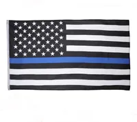 3 typen 90 * 150 cm Blueline USA Politie vlaggen 3x5 voet dunne blauwe lijn VS vlag Zwart, witte en blauwe Amerikaanse vlag met messing inkommen SN2280