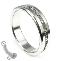 Stainless steel Cockring with lace chain penis scrotum bangdage ring ejection delay for men sex toy