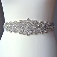 2019 bianco avorio colore fatto a mano in perline di cristallo di cristallo shash da sposa lussuoso raso cinture da sposa in vendita calda sashing di nozze