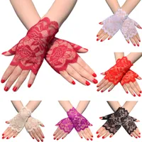 Bez palców elastyczne rękawice koronkowe ślubne ceremonialne długość nadgarstka krótkie rękawice imprezowe dekoracyjne akcesoria dla kobiet