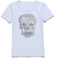 남성 Womens Streetwear 여름 Tshirts Mastermind 빛나는 다이아몬드 라인 석 Tshirts 두개골 패턴 크루 넥 짧은 소매 티셔츠