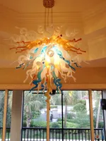% 100 Tavan Işık Ev Villa Sanat Dekoratif Avize Murano Cam LED Avize Lambalar Küçük Boy Ucuz