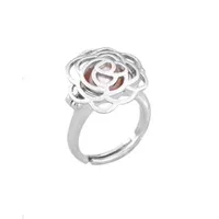 {Cage Ring} Can Open And Hold Pearl Gem Beads Cage Ring Fitting, 18kgp Camellia Flower Ring Adjustable Size