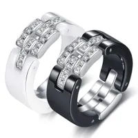 2020 neue Art und Weise Keramik Schwarz Weiß Liebhaber verformbare Ring-Band-Diamant-Matching-Band-Ringe für Liebhaber Kreative Valentine Geschenke en gros